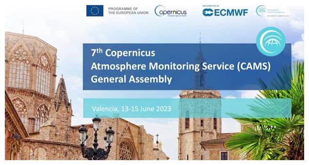 illustrazione CAMS General Assembly su sfondo della città di Valencia