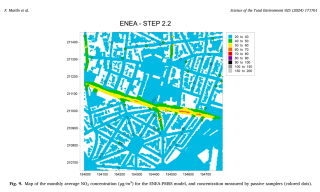 mappa di concentrazione di NO2 nella città di Anversa